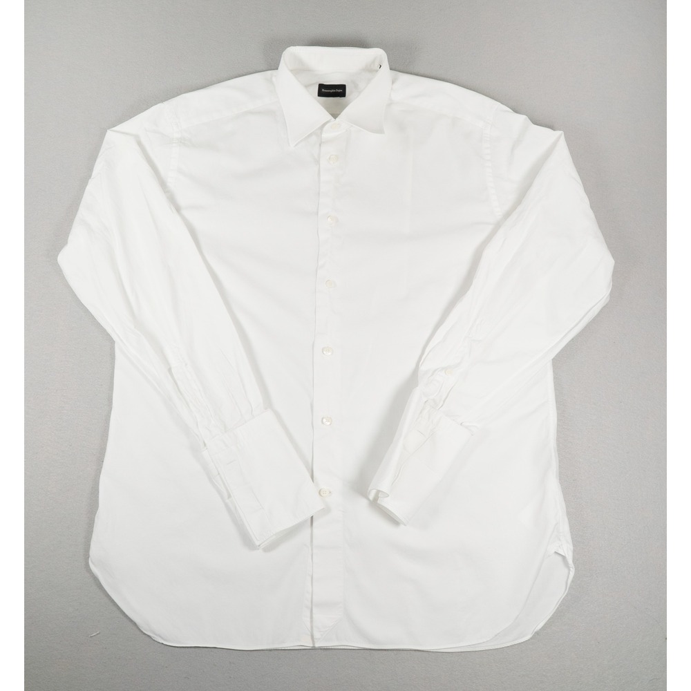Ermenegildo Zegna Mens Dress Shirt Regular Fit French Cuff White Size 43 17